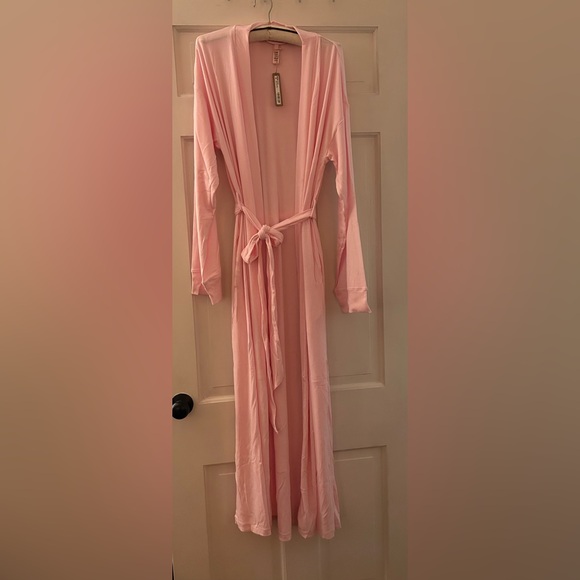 SKIMS Valentine’s Cherry Blossom Pink Soft Lounge Long Robe Medium Rib M NWT New - Picture 7 of 15
